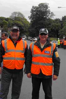 Marshals Stuart McMillan and Rob Williams at the TT (Motorcycling Australia)